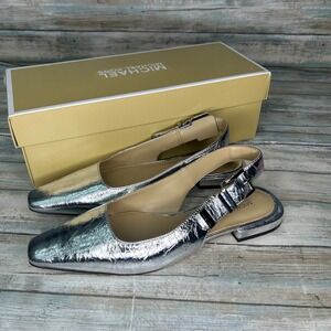 Michael Kors Darrington Slingback Flat Size US 6M Silver Metallic Womens New
